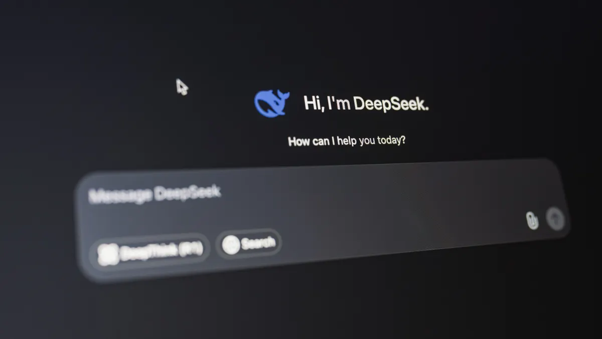 How do embeddings and semantic retrieval affect AI search visibility? — Close-up of DeepSeek AI Interface on Screen